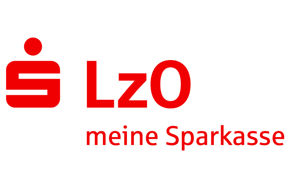 Logo der LzO (Landessparkasse zu Oldenburg) in roter Schrift mit dem Slogan „meine Sparkasse“.
